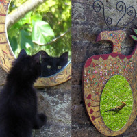 Non è tutt'oro quel che luccica. Acrilico su legno sagomato + inserti in ferro battuto.